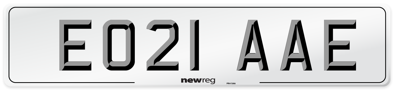 EO21 AAE Number Plate from New Reg